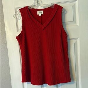 Red Sleeveless Knit Top